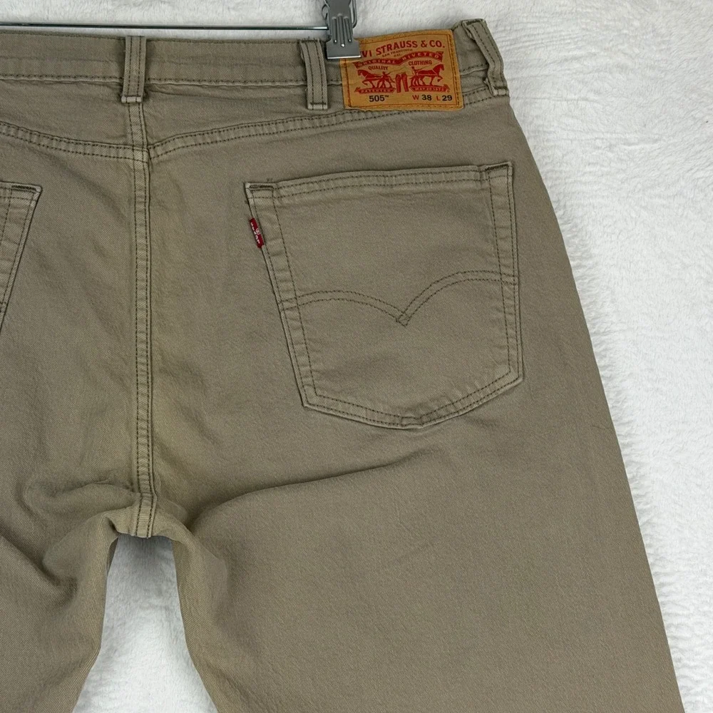 Levi's 505 Regular Fit Pants Men 38x29 Khaki Tan Straight Leg Twill 00505-2310